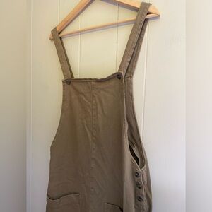 Zara Khaki Wide-Leg Oversized Overall Jumpsuit